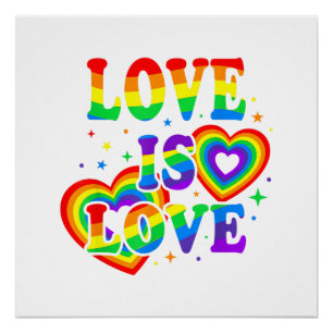 Póster O Amor LGBTQ é Amor Orgulho Gay Bandeira do Arco-Í