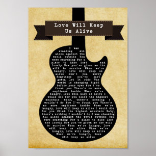 Poster O Amor Nos Manterá Vivos, Música Preta Da Guitarra