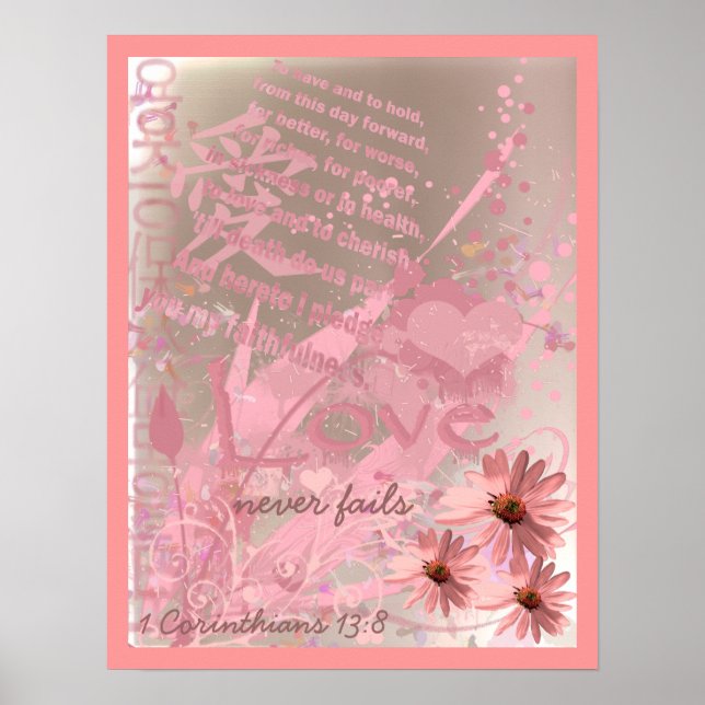 Póster O Amor Nunca Falha Com Os Votos De Casamento (Frente)