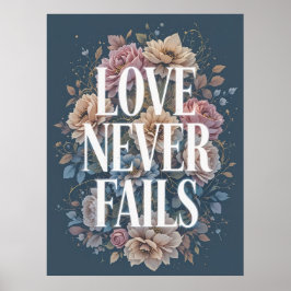 Poster O Amor Nunca Falha Na Arte Floral Inspiradora