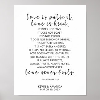 Poster O Amor Personalizado É Paciente, 1 Corintiano 13:4