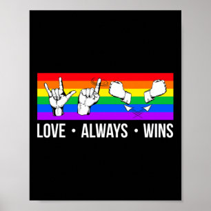 Poster O Amor Sempre Vence ASL Consciência Surda Orgulho