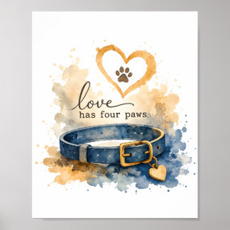 Poster O Amor Tem Quatro Patas Aquarela Amor de Cachorro