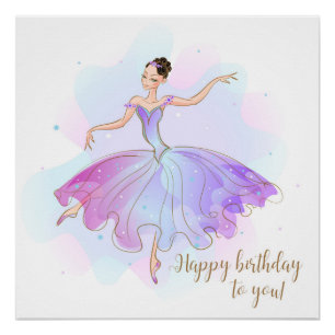 Póster O aniversário à moda da bailarina deseja o