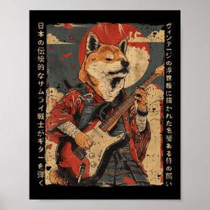 Poster O Antigo Cão Trabalho de arte Samurai Japonês A Re