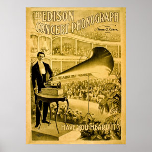 Poster O anúncio do vintage do fonógrafo do concerto de
