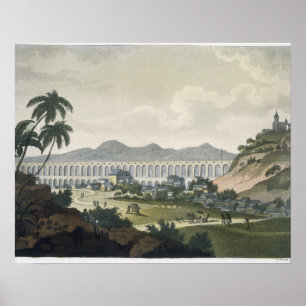 Póster O aqueduto em Rio de Janeiro (gravura da cor)