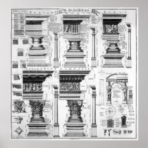 PÓSTER O ARCO ARQUITECTÓNICO DAS COLUNAS DETALHA 1728