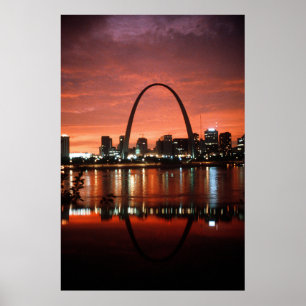 Póster O arco de St Louis na fotografia do crepúsculo