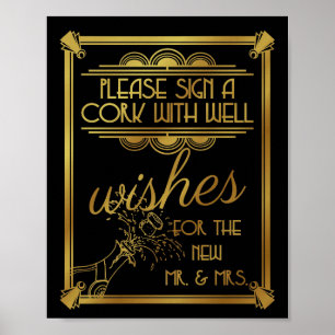 Póster o art deco que wedding, cortiça, poço deseja,