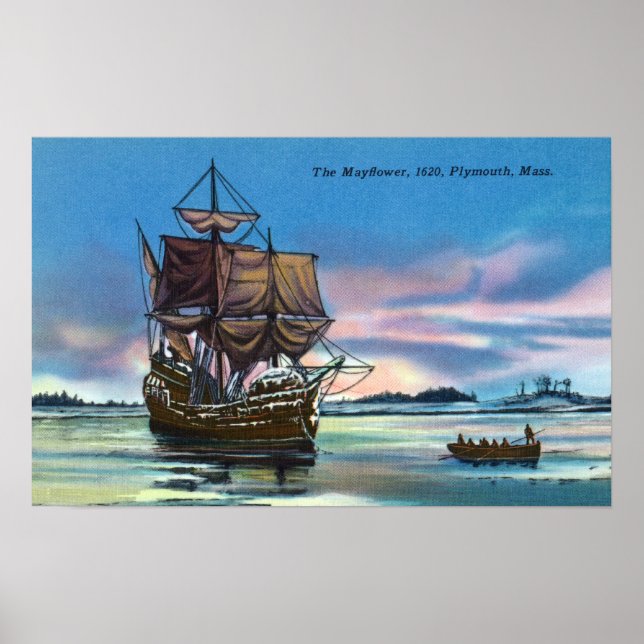 Póster O Aterrissagem de Mayflower em 1620 (Frente)