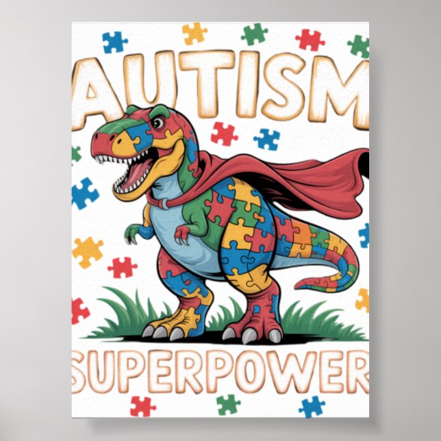 Poster O Autismo é meu Superpoder Conscientização do Auti (Frente)