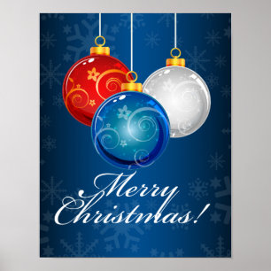 Póster O azul branco vermelho patriótico Ornaments o