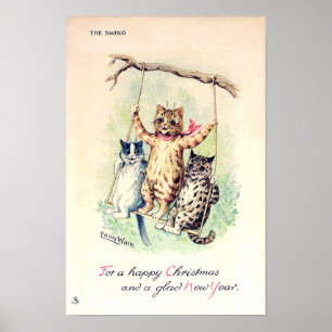 Poster O Balanço, Natal e Ano Novo, Louis Wain