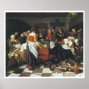 Póster O banquete do batismo, 1664 janeiro Steen