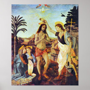 Poster O baptismo do cristo por Leonardo da Vinci