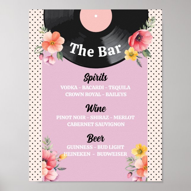 Poster O Bar Floral Music Record Wedding (Frente)