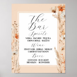 Poster O Bar Floral Wedding Boho Florals Bohemian
