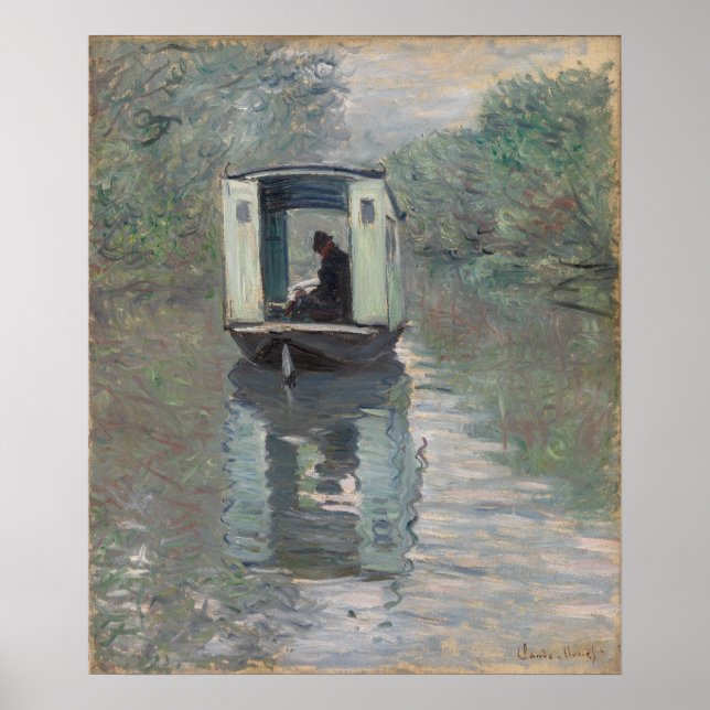 Poster O Barco-Estúdio (Le Bateau-atelier) | Claude Monet (Frente)