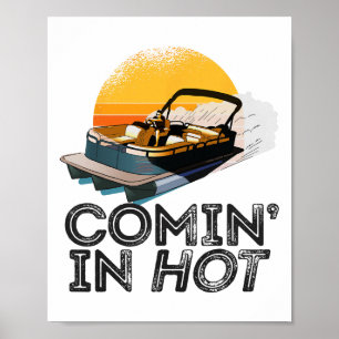 Poster O Barco Pontoon Comin No Quente Lago De Barco Engr