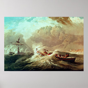 Póster O barco salva-vidas fora da baía de Tynemouth