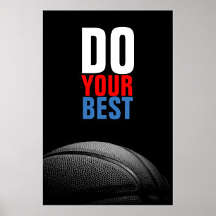 Poster O basquete branco preto faz o seu melhor inspirado