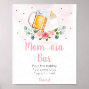 Poster O Bebê Está A Criar Um Sinal De Bar Floral Dourado