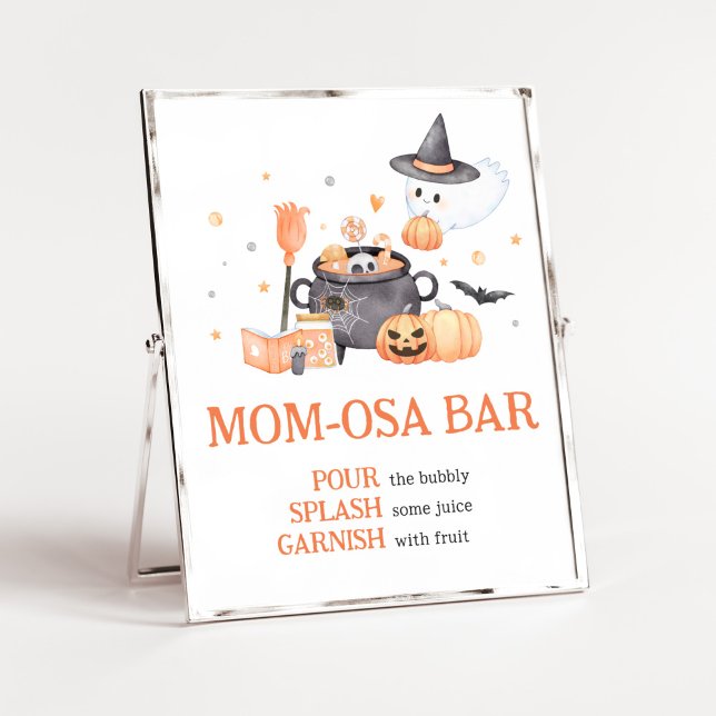 Poster O bebê está a fazer o Dia das Bruxas Laranja, mãe, (Baby is Brewing Baby Shower Mom Osa Bar Sign)