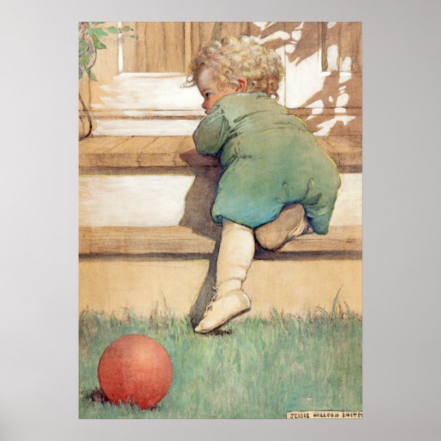 Póster O Bebê Toddling de Jessie Willcox Smith (Frente)