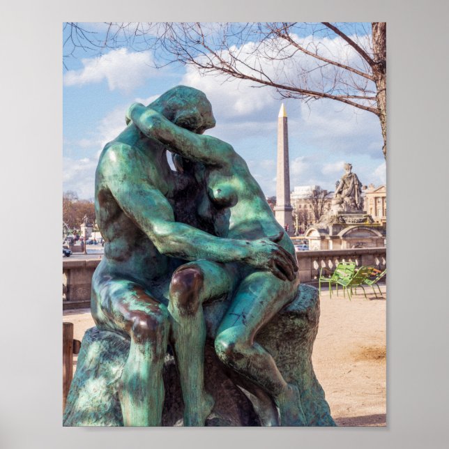 Poster O Beijo de Auguste Rodin nos Jardins das Tulherias (Frente)