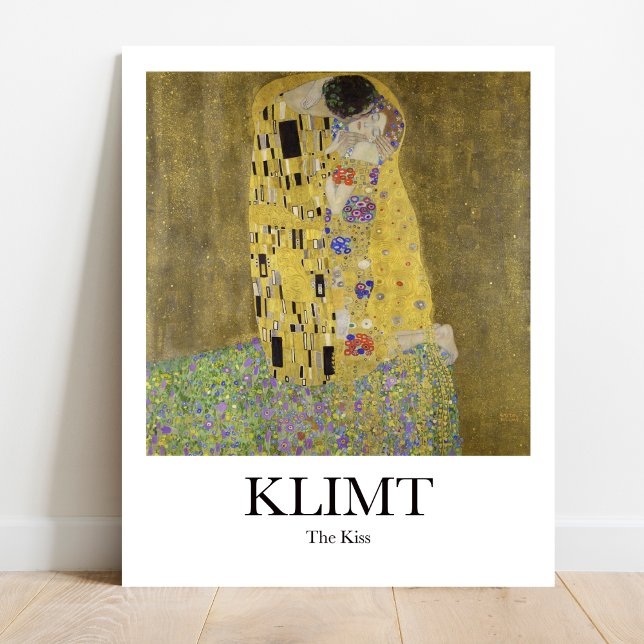 Poster O Beijo de Gustav Klimt (Klimt's Iconic Kiss: Love & Gold Await. High-quality art poster)