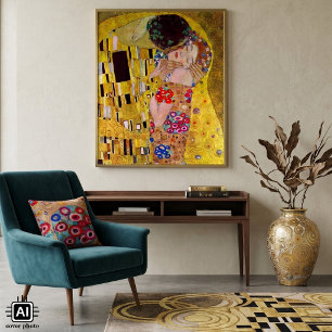 Póster O Beijo de Gustav Klimt, Vintage Art Nouveau