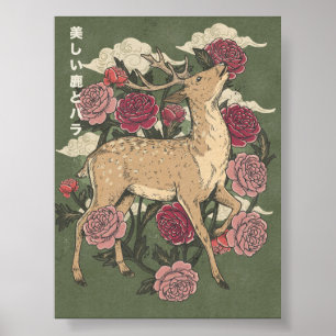 Poster O Belo Cervo e Rosas