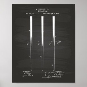 Poster O bilhar Cues uma arte de 1879 patentes - quadro