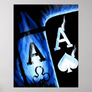 PÓSTER O BOLSO FLAMEJANTE AZUL MAIS GRANDE NOVO ACES A