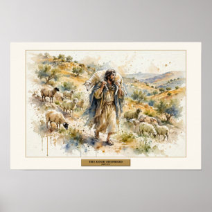 Poster O Bom Pastor — Aquarela Solta
