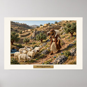 Poster O Bom Pastor — Arte com Tijolos de Construção
