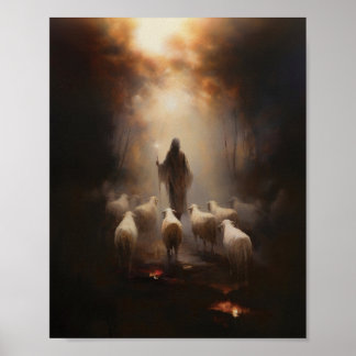 Poster O Bom Pastor - Esboço Digital Jesus