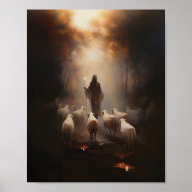 Poster O Bom Pastor - Esboço Digital Jesus (Frente)