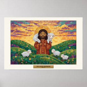 Poster O Bom Pastor — mosaico em cubo