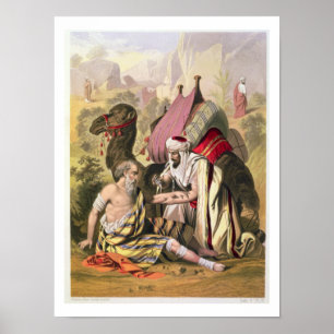 Póster O bom samaritano, de uma bíblia impressa por