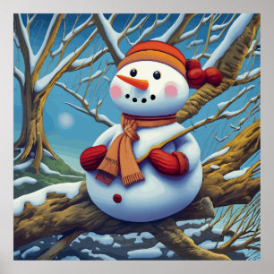Poster O boneco de neve na árvore