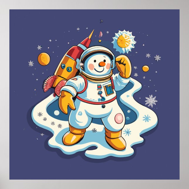 Poster O boneco de neve no natal espacial (Frente)
