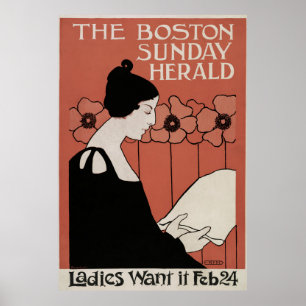 Poster O Boston Sunday Herald Vintage