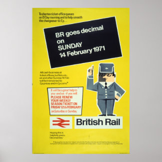 Poster O British Rail é decimal