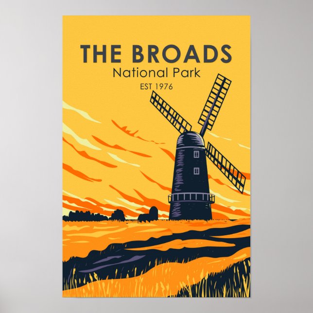 Poster O Broads National Park England Vintage (Frente)