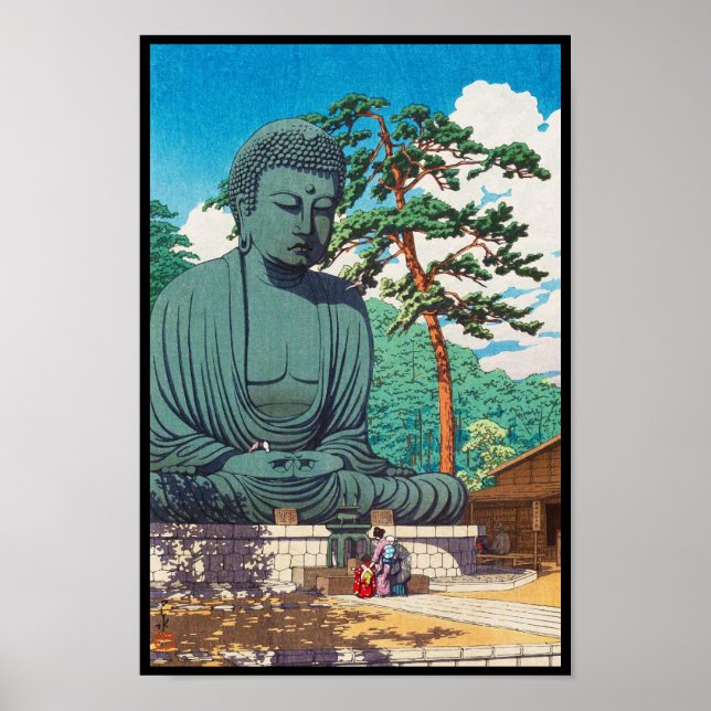 Poster O Buda Excelente em Kamakura Hasui Kawase hanga (Frente)