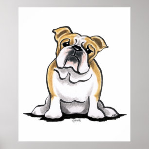 Póster O buldogue branco da jovem corça senta bonito