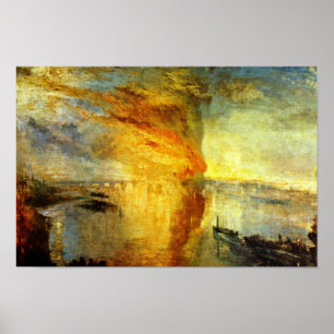 Póster O Burning das casas do parlamento, a queimadura