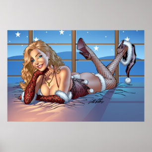 Póster O cabelo louro, azul Eyed a ilustração da beleza